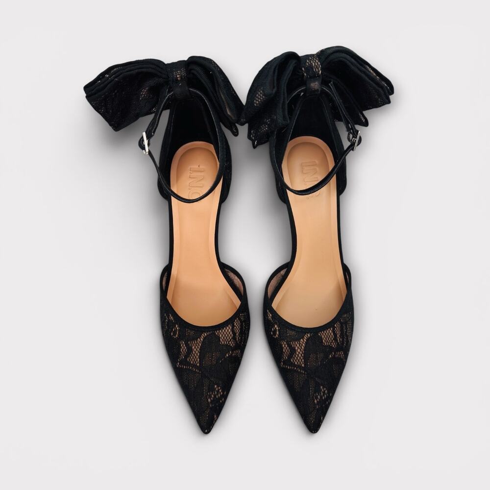 I.N.C. International Concepts Sanira Black Lace Bow Pumps Size 8 Stiletto Dressy - Picture 4 of 14